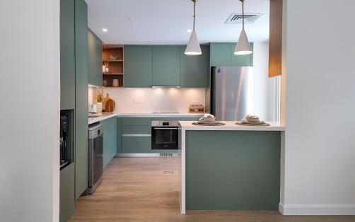 Sage Green with Wood Accents Kitchen 